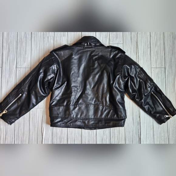 Children's Black Leather Biker Jacket Size 5T - Picture 12 of 16